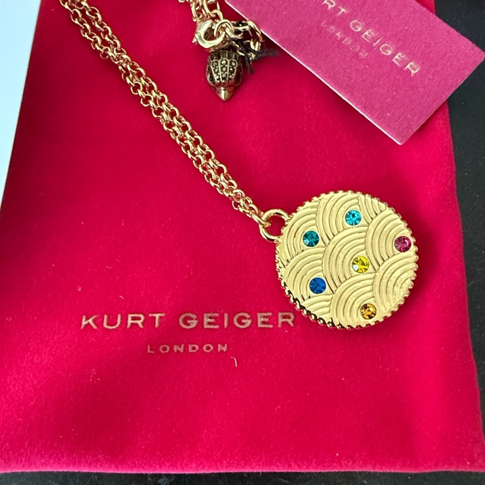 Kurt Geiger London Gold Rainbow Crystals Pendant Necklace